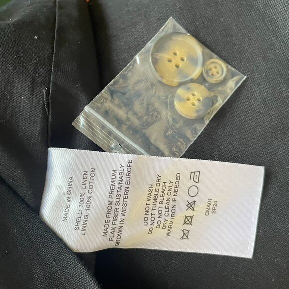 NWT Quince Black Structured Linen Blazer Size M - Picture 4 of 4